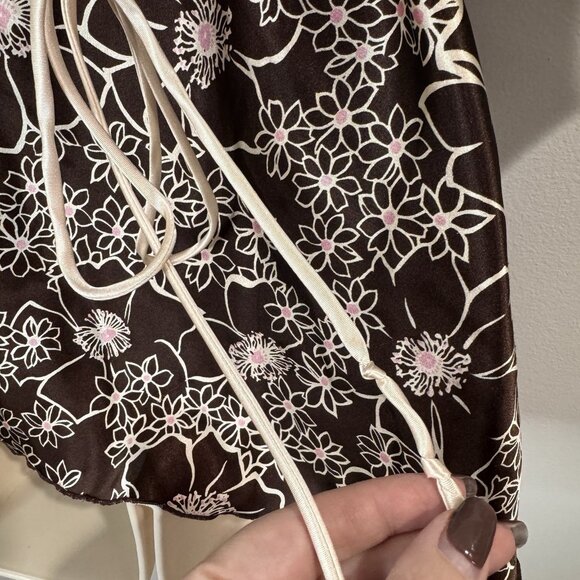 Vintage Y2K Rampage Shirt S Kimono Babydoll Asian Floral Satin Empire Waist - Picture 7 of 9